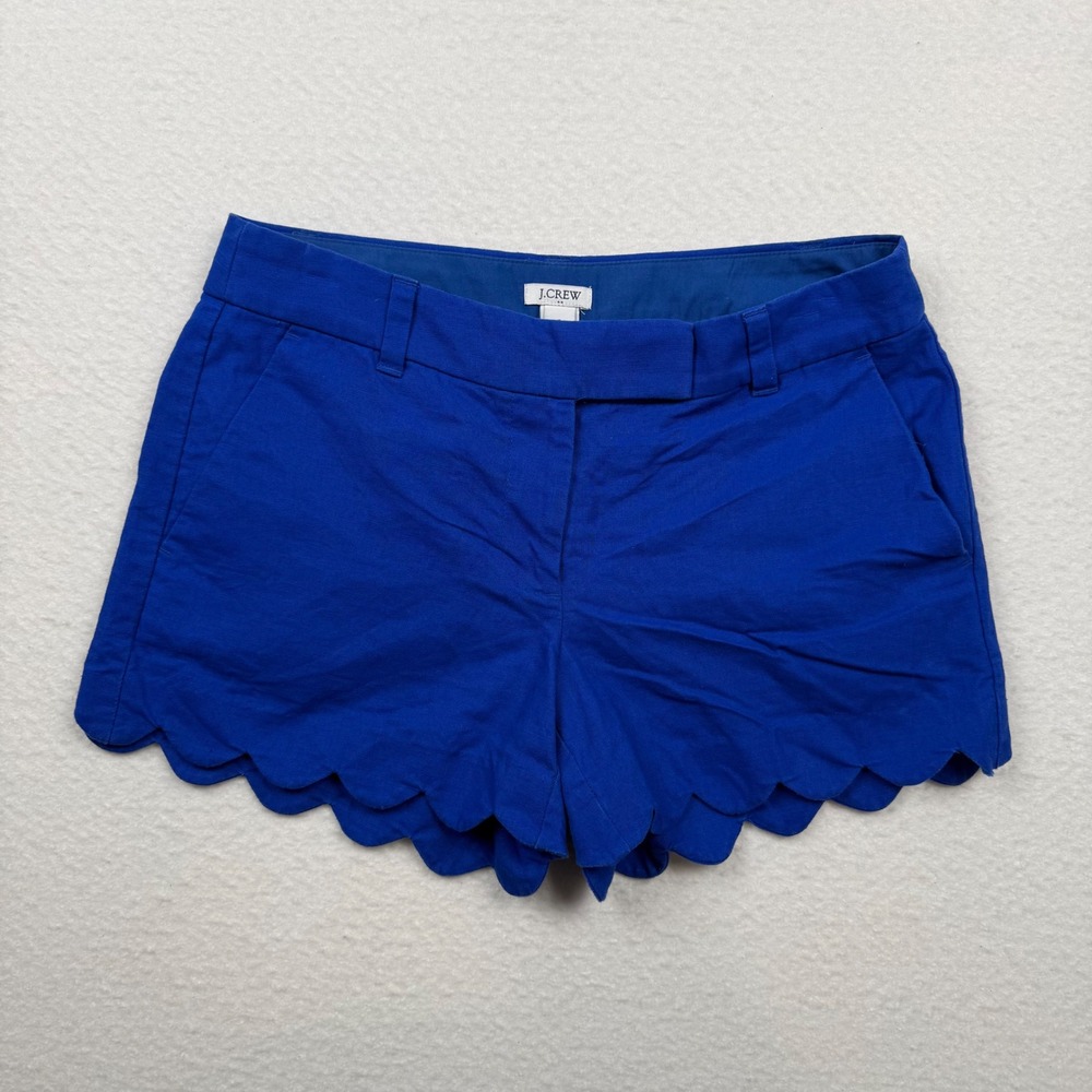 J.Crew Scalloped Chino Shorts Linen Cotton Preppy Coastal Casual 2